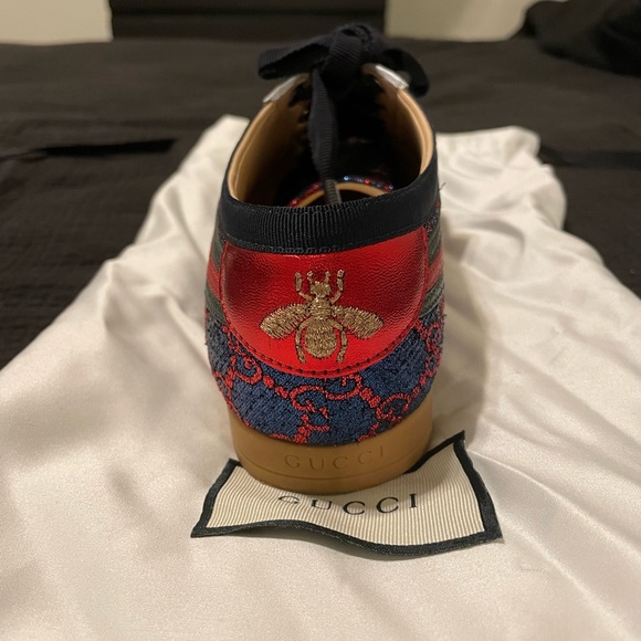 Gucci Flacer Leather Sneakers in blue size 7 - Picture 3 of 13